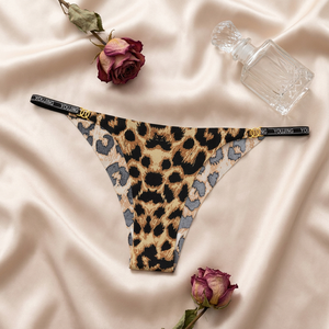 Culotte string sans couture imprimé léopard pour femme – Confortable, taille basse, ultra-fine, tricotée extensible, lingerie sexy – Vente en gros - Product Image 2