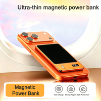 Batterie externe magnétique sans fil ultra-fine en métal avec support de téléphone intégré, pratique à transporter, 5000 mAh 10000 mAh