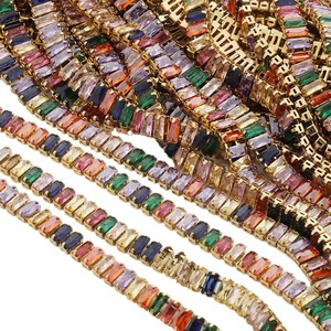 Cadena de Acero Inoxidable con Circonitas, Cadena de Garras Rectangulares de Colores con Pedrería, Fornituras para Joyería DIY - Product Image 5