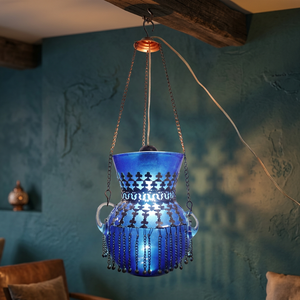 Zahereen BR184 Egyptian Contemporary Electric Hanging Lamp Red Glass Pot Energy Saving <b>LED</b> <b>Lighting</b> Pendant Chandelier - Product Image 3