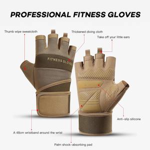 Gants de fitness antidérapants à demi-doigts pour la musculation, haltères, crossfit, exercices, cyclisme, extérieur, fermeture à boucle, unisexe - Product Image 3