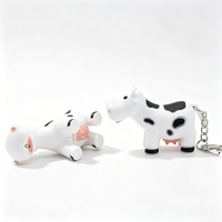 Porte-clés d'animaux en plastique, LED, 1 pièce, bijoux en forme de vache Moo, son, offre spéciale