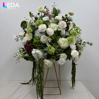 LEDA Boules de fleurs artificielles géantes blanches et vertes pour la décoration d'événements et de fêtes, boule de fleurs de rose artificielle pour mariage
