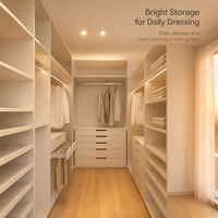 Armoire penderie moderne minimaliste avec tiges de suspension et tiroirs blancs, du sol au plafond, en kit (KD), en contreplaqué mélaminé, fabrication OEM ODM sur mesure