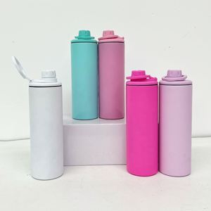 Vasos Deportivos de Acero Inoxidable con Aislamiento al Vacío para Sublimación, 20 oz, Color Macaron, con Tapas Deportivas - Product Image 5