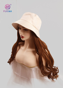 Conveniente Peluca de pelo ligero, pelo largo y rizado <span class=keywords><strong>con</strong></span> sombrero de cubo, peluca sintética para mujeres asiáticas para una hermosa niña - Product Image 3