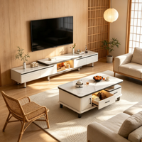 Meuble TV et Table Basse Combinés 2026 Nouveau Design Télescopique Style Plancher Moderne Minimaliste Meuble Compact pour Appartement