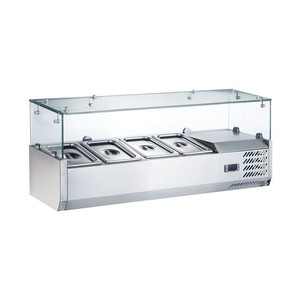 Réfrigérateur de préparation de salades commercial avec comptoir en verre visible pour la conservation des ingrédients frais pour la restauration, les cafés et les restaurants - Product Image 2