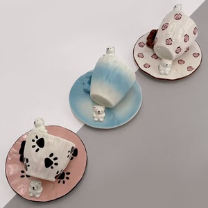 M personalizado y creativo dibujado a mano lindo 3D hecho a mano Oso <span class=keywords><strong>Polar</strong></span> taza de café y plato - Product Image 3