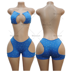 Maxsun spogliarellista <span class=keywords><strong>abiti</strong></span> da ballo esotici Sexy gradi Gini tre pezzi con gambe stringate con stampa di spezie costume da bagno da ballo - Product Image 2