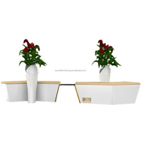 Banc de jardin en FRP en forme de V avec pot de fleurs, mobilier d'extérieur confortable pour parc et jardin, siège d'attente