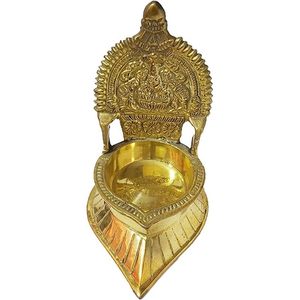 Lámpara de aceite dorada PARIJAT HANDICRAFT, hecha a mano en India, decorativa, de latón, diseño industrial moderno, Diwali, Uttar Pradesh - Product Image 5