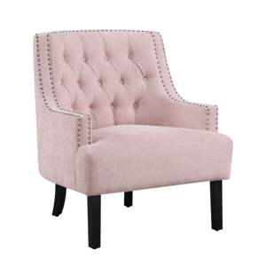 DB 1pc chaise d'appoint en bois massif Design traditionnel moderne tapisserie d'ameublement en Chenille rose à boutons pour bureau à domicile matériau métallique - Product Image 2