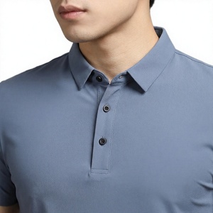 Men's Quick-Drying Regular Fit T-Shirt Cross-Border Ice Silk Seamless Turn-<b>Down</b> Collar Business Casual Blank 180g Short Sleeve - Product Image 2