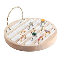Nouveau présentoir à bijoux en bois massif, plateau rond petit format avec sac d'emballage