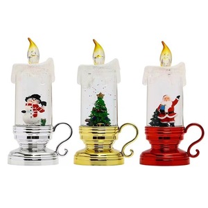 Bougie LED de Noël à effet de boule de neige, douce et écologique, avec paillettes rotatives, sans flamme, pour la décoration de la maison en période de fêtes - Meilleures ventes - Product Image 4