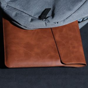 Housse en cuir véritable pour ordinateur portable pour MacBook Pro 14 pouces M3 M2 Slim Durable Waterproof Protective Bag Soft Genuine Leather Cases - Product Image 5