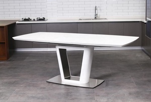 2025 New arrivals nhà bếp hiện đại phòng ăn tối đồ nội thất hình chữ nhật màu trắng mở rộng Gỗ bàn ăn - Product Image 5