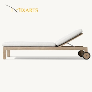 <span class=keywords><strong>Tumbona</strong></span> Plegable Portátil Moderna de <span class=keywords><strong>Madera</strong></span> de Teca para Exteriores con <span class=keywords><strong>Ruedas</strong></span> y Cojín, Ideal para Villa, Parque, Hotel, Playa, Piscina, Sala de Estar y Dormitorio - Product Image 2