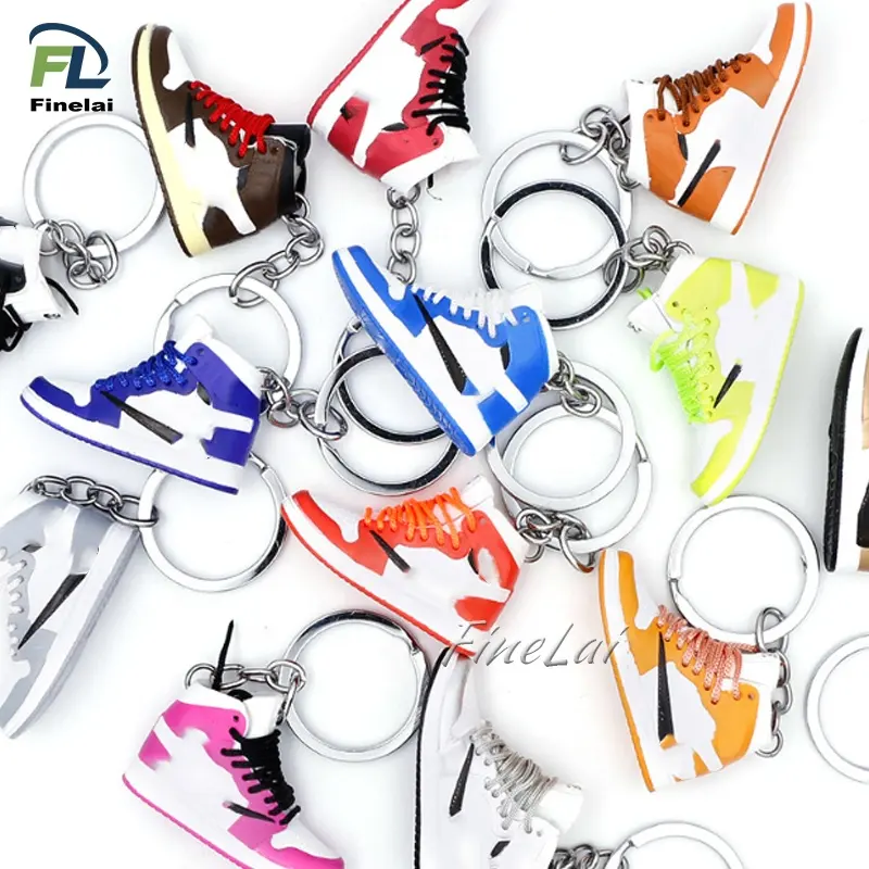 Hot Sales Mini AJ Shoes Keychain 3D Air Jordans PVC Key Chain Basketball Sneaker Keychain