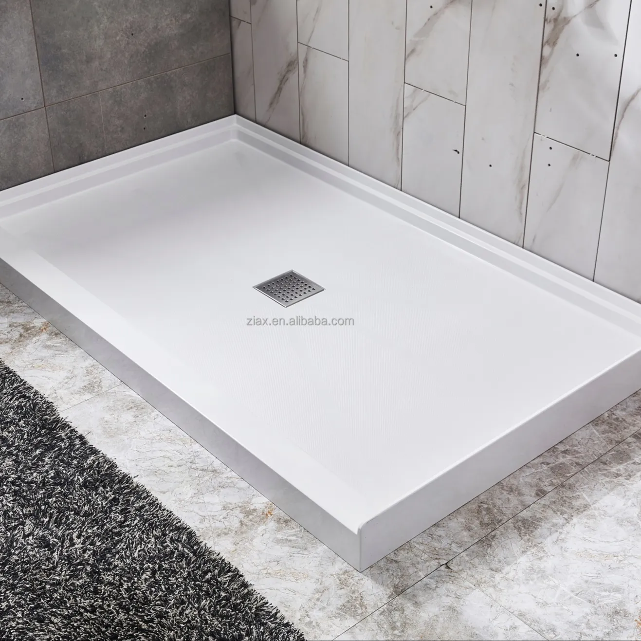 Ziax-bandeja de ducha antideslizante de 650mm con cubierta de metal, bandeja de ducha moderna de 60x40, drenaje ABS, fácil de limpiar, 650mm, para Baño