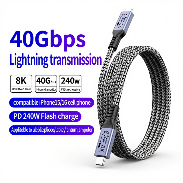 240W Fast Charging USB C Cable, 40Gbps 8K HD Display PD 3.1,Type C, High Speed Data Transfer Cable Compatible with Thunderbolt 3
