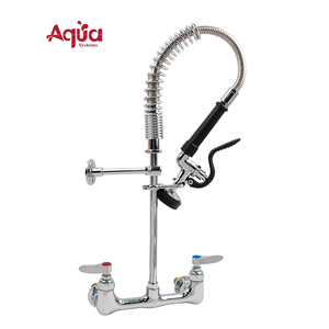 Grifo de Cocina Comercial de Doble Manija Montado en Pared, Acero Inoxidable 304 SUS, Cuerpo de Latón, Mini Pre-Enjuague Industrial para Hoteles y Bares - Product Image 1