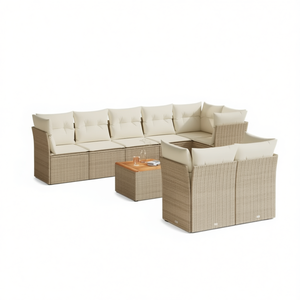 Ensemble de canapés de jardin en rotin beige 6 places, mobilier d'extérieur résistant aux intempéries, design contemporain - Product Image 1