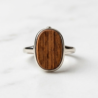 Ensemble de bijoux en acier inoxydable avec incrustation de bois naturel, personnalisable en gros, collier, boucles d'oreilles, bague, bracelet jonc, plusieurs options de bois, OEM ODM