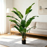 JOLAMIRA Plante Artificielle Bananier du Voyageur, Grande Plante d'Intérieur de Luxe Léger pour Salon, Style Nordique, en PE+Fer, Écologique