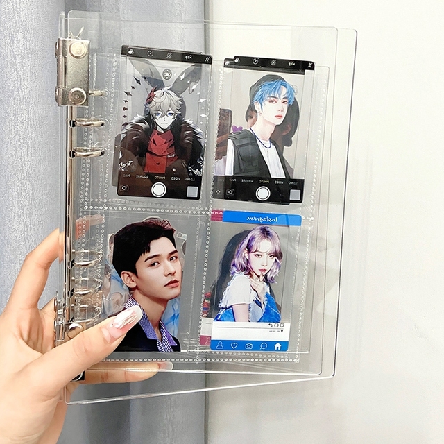 Ultra Clear A5 Acrylic Kpop Photocard Binder Cover 6 Ring Binder with 4 Pocket Card Album Filing Products