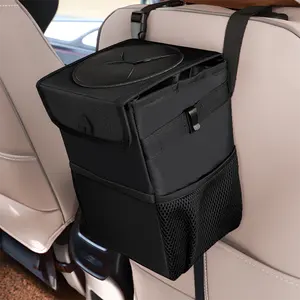 OEM थोक Foldable निविड़ अंधकार कार वाहन Headrest फांसी कचरा कर सकते हैं ढक्कन और भंडारण के लिए जेब के साथ कार कचरा बैग