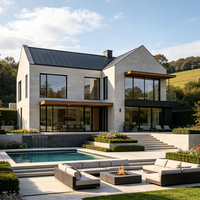 Fenêtre triangulaire en acier de la série 50 avec cadre ultra-fin et panneau latéral en acier, certifiée maison passive pour villas en Europe et aux États-Unis