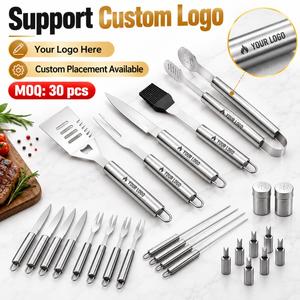 Ensemble d'outils de barbecue en acier inoxydable de 26 pièces avec étui en aluminium, accessoires de barbecue d'extérieur - Product Image 4