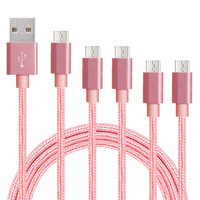 Kabel Data Pengisian Daya USB 2.0 Tipe A ke Micro, 1m 2m, Logo Kustom, Jalinan Nilon untuk Ponsel