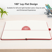 Venta al por mayor de cuero PU Tapa dura rojo punteado/forrado en relieve Logo escritura A7 A6 A5 A4 diario cuaderno con banda elástica y lazo de pluma