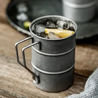 Tasse à eau rétro portable en acier inoxydable 350/500 ml, tasse à café, chopes à bière pour le camping en plein air et les pique-niques
