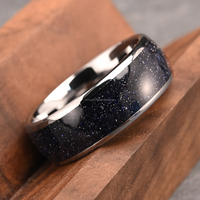 Bague en carbure de tungstène argenté 8 mm DRX personnalisée pour hommes, incrustation ciel étoilé noir, alliances de mariage et de promesse pour hommes