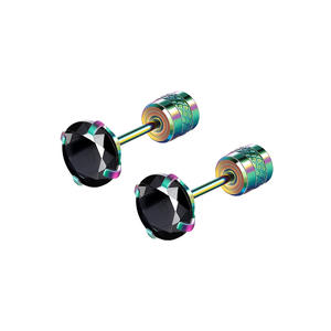 2024 différentes tailles 2-6mm coloré zircone pierre 18k plaqué or noir <span class=keywords><strong>pistolet</strong></span> plaqué acier inoxydable <span class=keywords><strong>Tragus</strong></span> boucles d'oreilles pour les femmes - Product Image 3