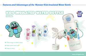 Strange US Cartoon <strong>Monster</strong> Kids Insulated Water Bottle 380ml 316 Stainless Steel Leak Proof Design for Back to School - Product Image 2