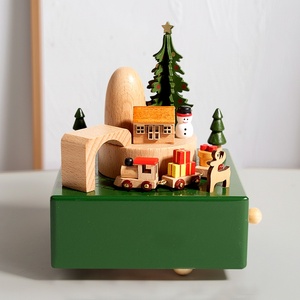 Boîte à musique en bois pour enfants, thèmes variés, personnalisable, à remonter, avec carrousel rotatif, grande <span class=keywords><strong>roue</strong></span>, ballerine, train, Noël, vente en gros - Product Image 5