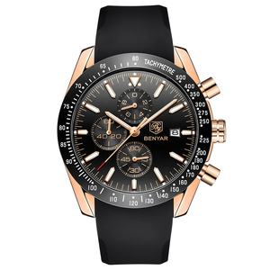 Montre sport chronographe à quartz en silicone originale de la marque de luxe Benyar 5140 pour hommes - Product Image 2