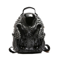Sac à dos de style punk unisexe Iron Warrior Street Nouvelle mode unique en forme de fermeture éclair Personnalité transfrontalière Design Polyester