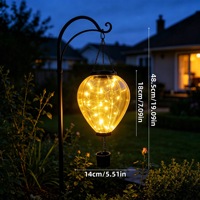 Lanterne solaire décorative en forme de montgolfière, avec cadre en fer et acrylique ambré, pour jardin, terrasse et extérieur nocturne
