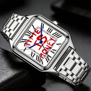 Reloj de Pulsera para Hombre TIME IS MONEY, de Acero Inoxidable, con Esfera Cuadrada, de Lujo, para Negocios, con Números Romanos, de Cuarzo, Resistente al Agua - Product Image 5