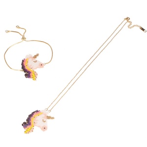 MI-S180051 Moyamiya <span class=keywords><strong>Miyuki</strong></span> <span class=keywords><strong>delica</strong></span> cuentas unicornio caballo colgantes conjunto de joyas collar de pulsera, <span class=keywords><strong>venta</strong></span> al por mayor - Product Image 1