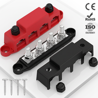 Barre omnibus 12V 250A, bloc de distribution d'alimentation avec 4 goujons de 3/8 po, borne de batterie marine pour câblage automobile, bateau et solaire