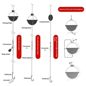 Flotteurs de pêche en mer en plastique premium rouge-blanc haute visibilité, style clip-on pour cannes à pêche en mer, grande flottabilité, multi-spécifications pour eau salée - Product Image 3