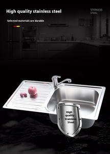 Juego de <span class=keywords><strong>fregadero</strong></span> de cocina de un solo tazón <span class=keywords><strong>con</strong></span> <span class=keywords><strong>escurridor</strong></span> y grifo <span class=keywords><strong>con</strong></span> carrito para lavar platos y verduras - Product Image 4