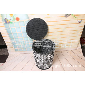 <b>Wicker</b> <b>Laundry</b> <b>Basket</b> Round Covered Clothing Organizer For <b>Laundry</b> Room Standing Type GF-22 - Product Image 3
